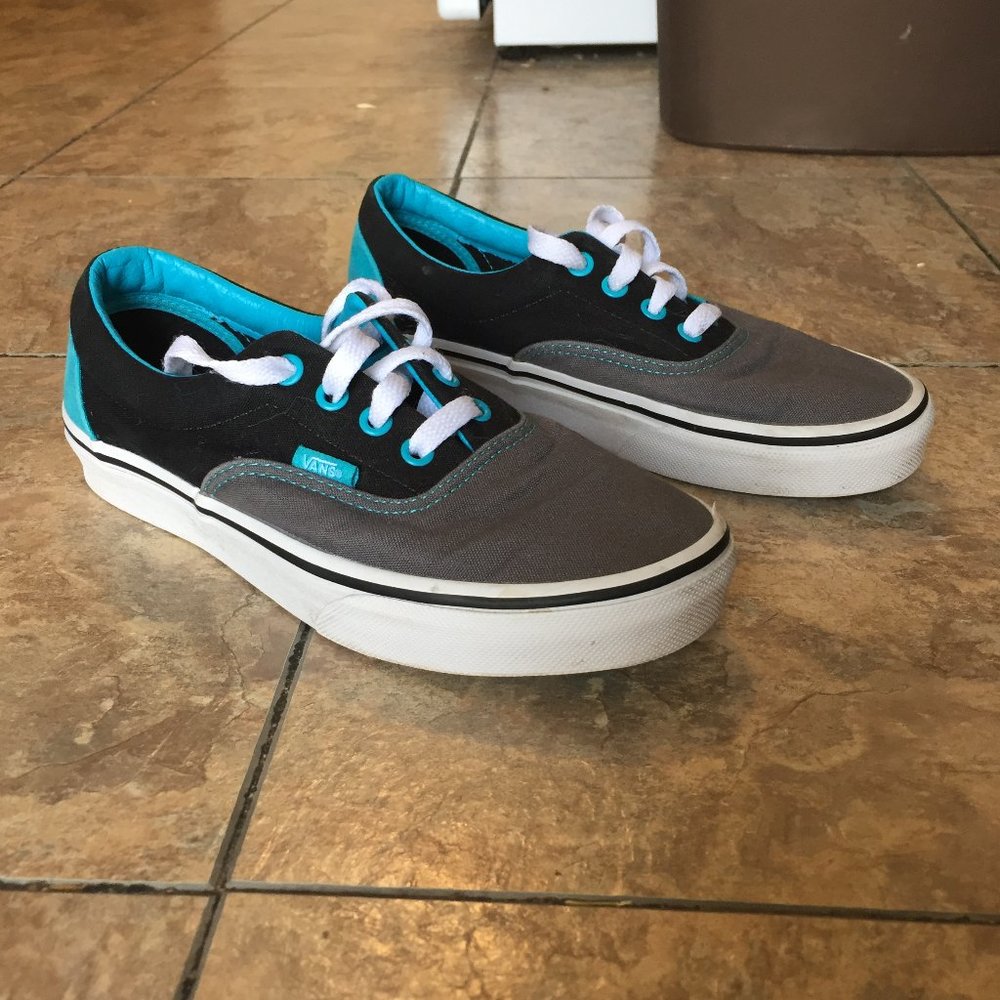 Vans Size 7.5, Teal, Grey, and Black